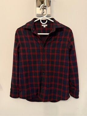 Crewcuts Navy and Red Plaid Button-Down Shirt